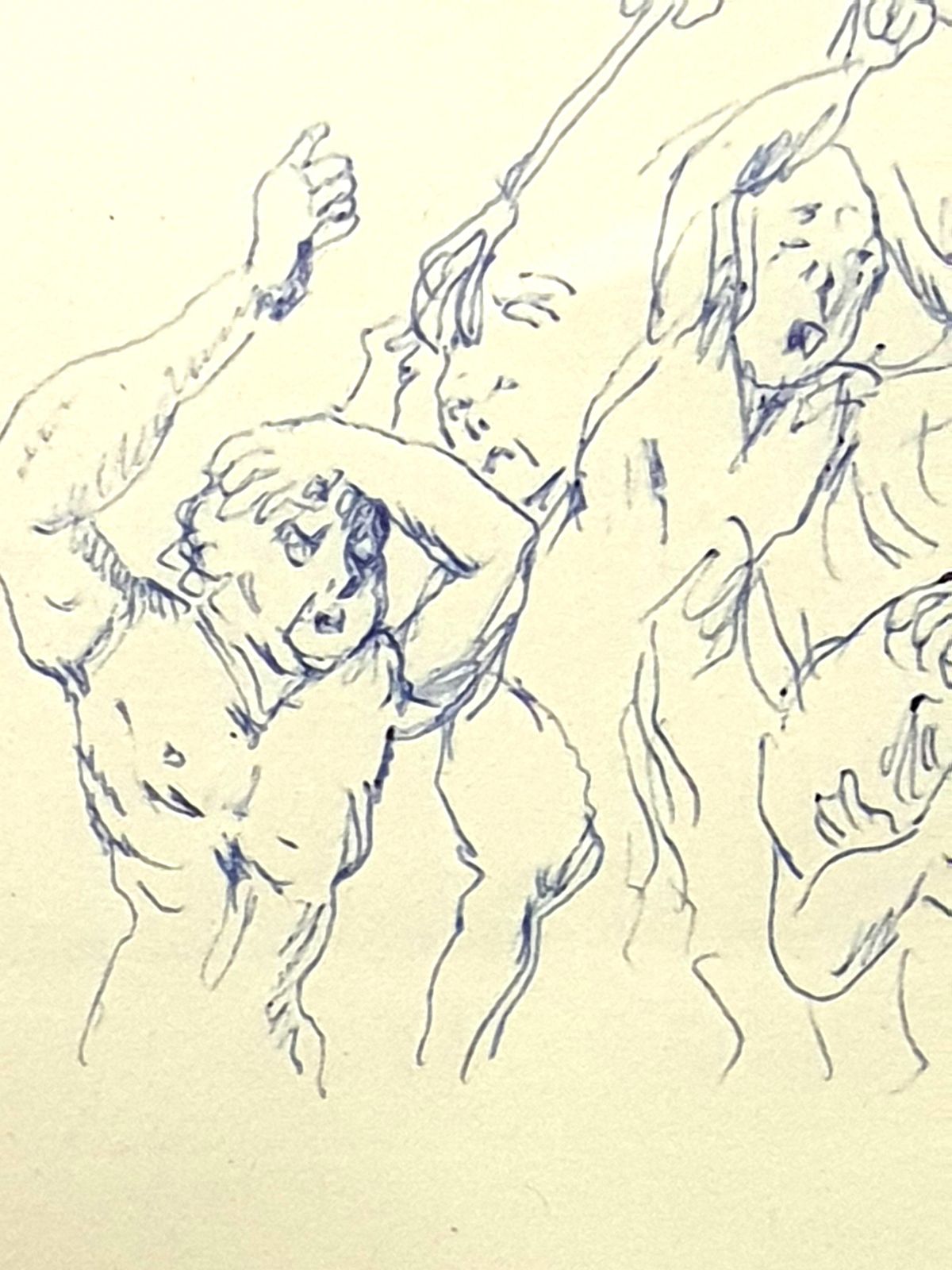 Léonard Tsugouharu Foujitatsuhugaru Foujita   Fear   Original Drawing1957 photo for sale