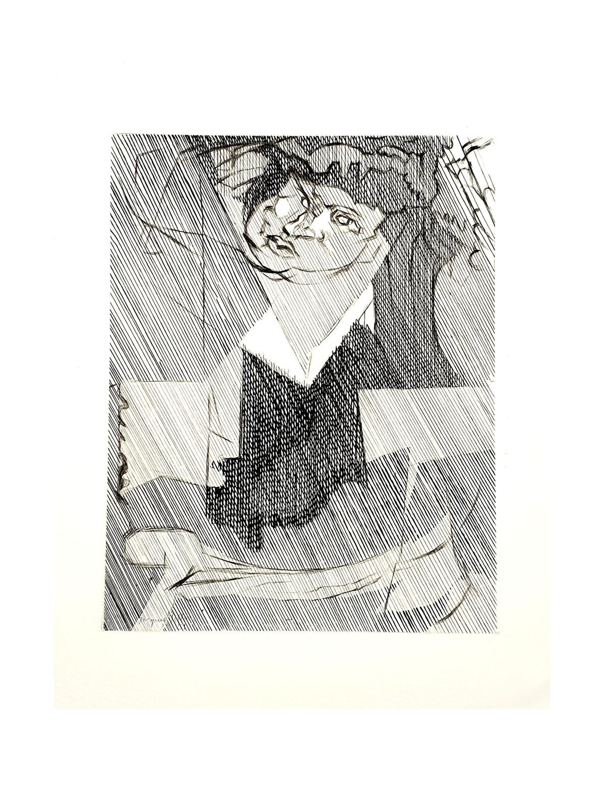 Jacques Villonjacques Villon   Cubist Man   Original Etching1951