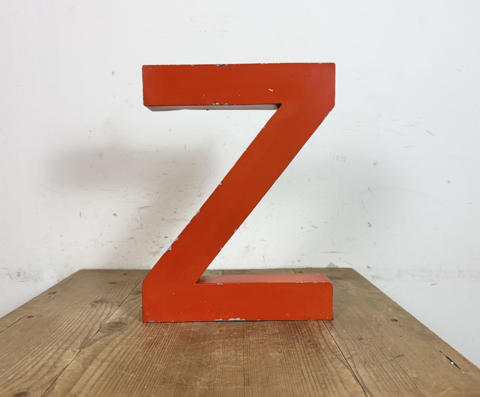 photo furniture Vintage Red Iron Facade Letter Z, 1970s