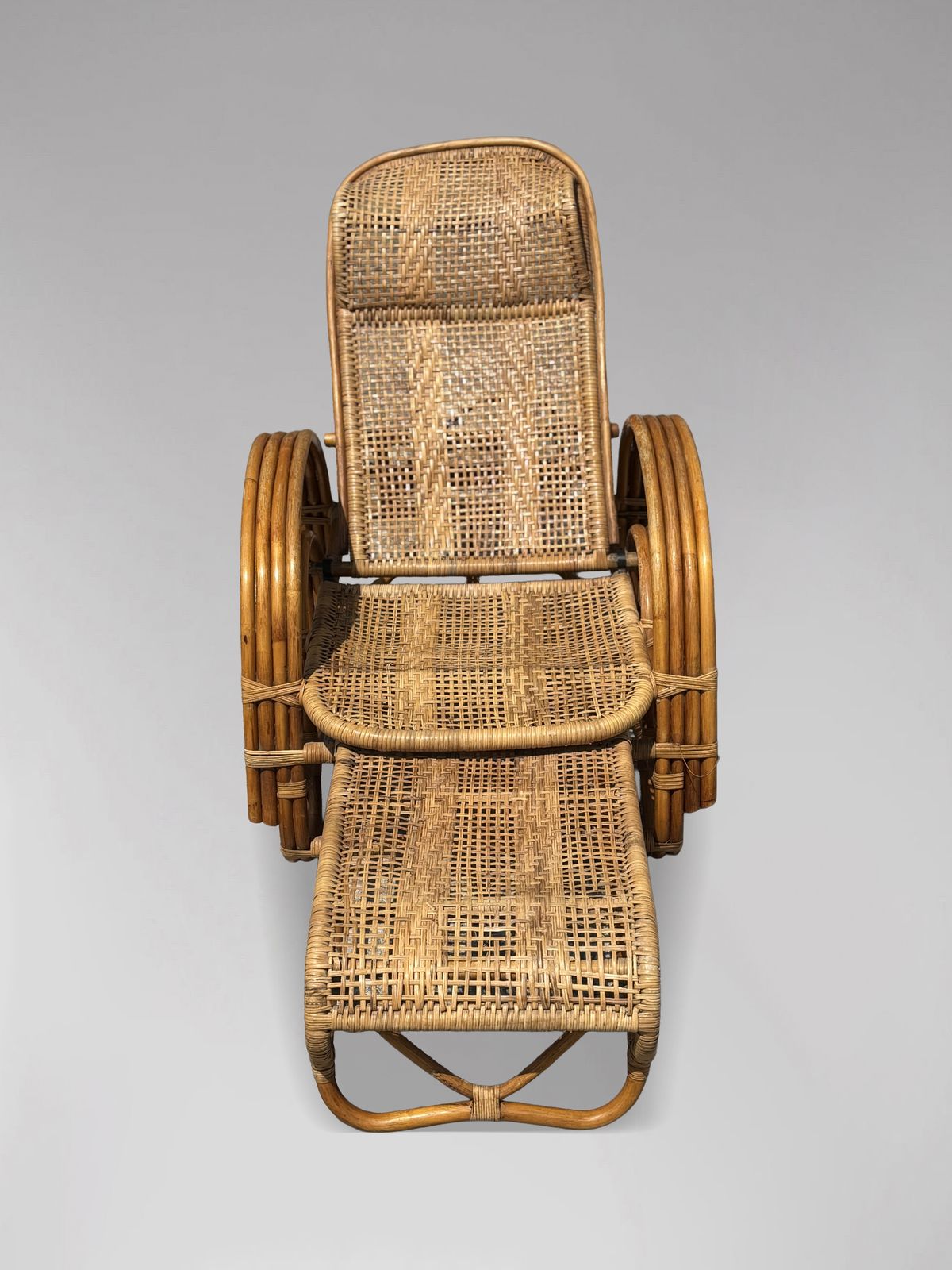 1950's Italian Bamboo & Rattan Chaise Longue Sun Lounger photo 1100.0