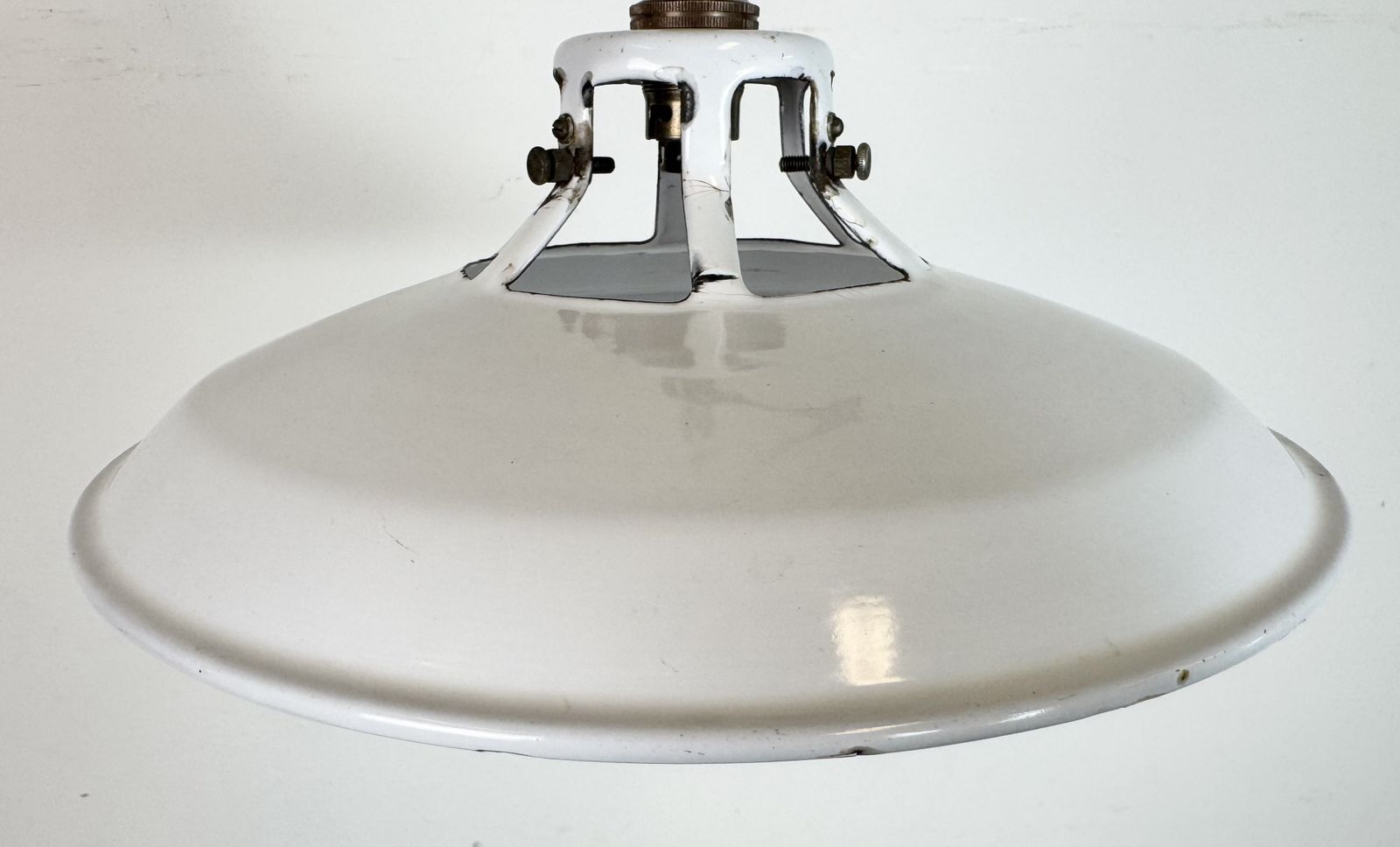 199.0 Industrial White Enamel Factory Pendant Lamp, 1960s photo