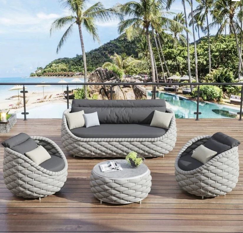 Marbella Textilene Rope Woven Outdoor Sofa Set