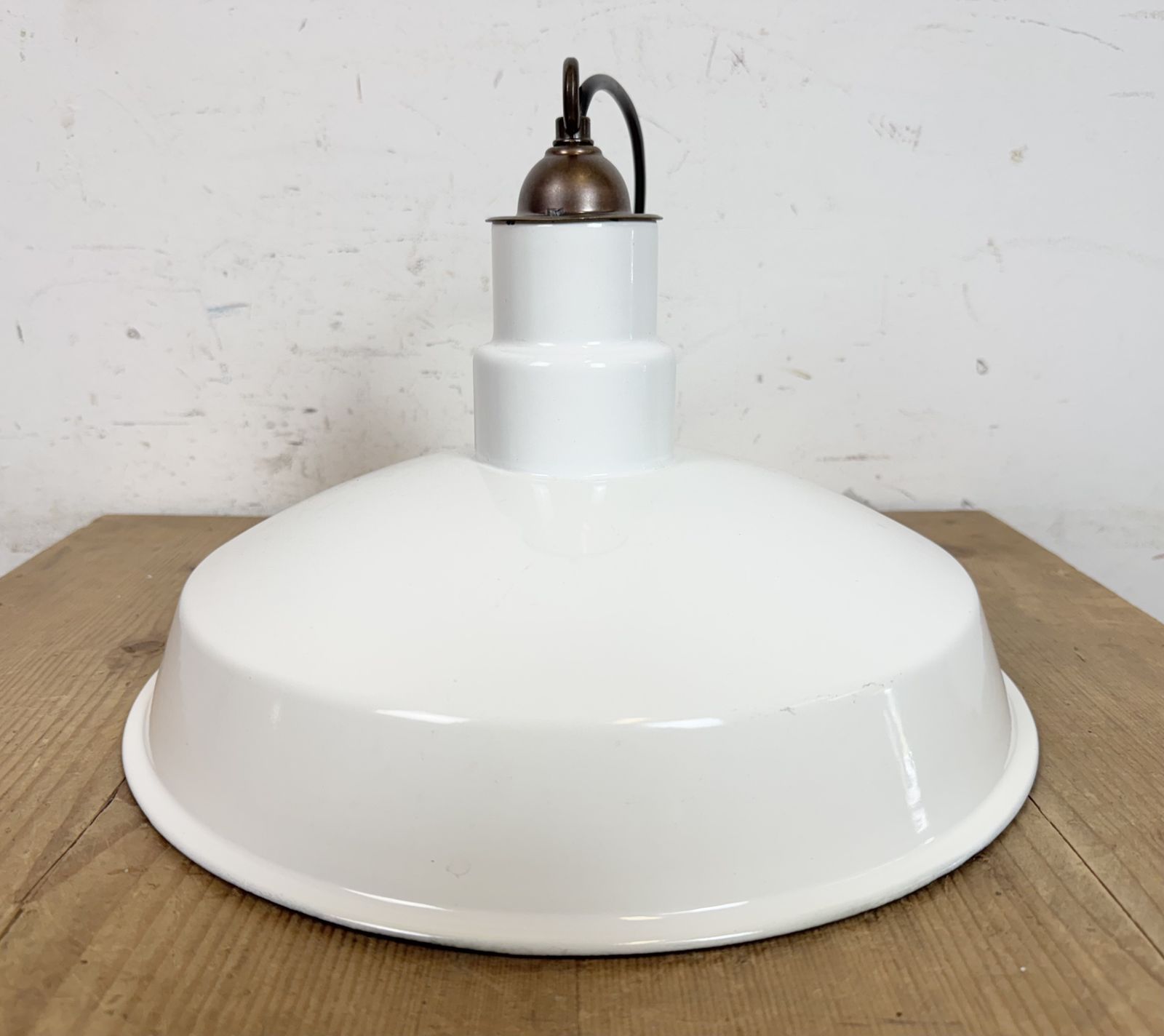 Lighting Industrial White Enamel Factory Pendant Lamp From Quadrangle Mfg. Co., 1960s, 5x photo