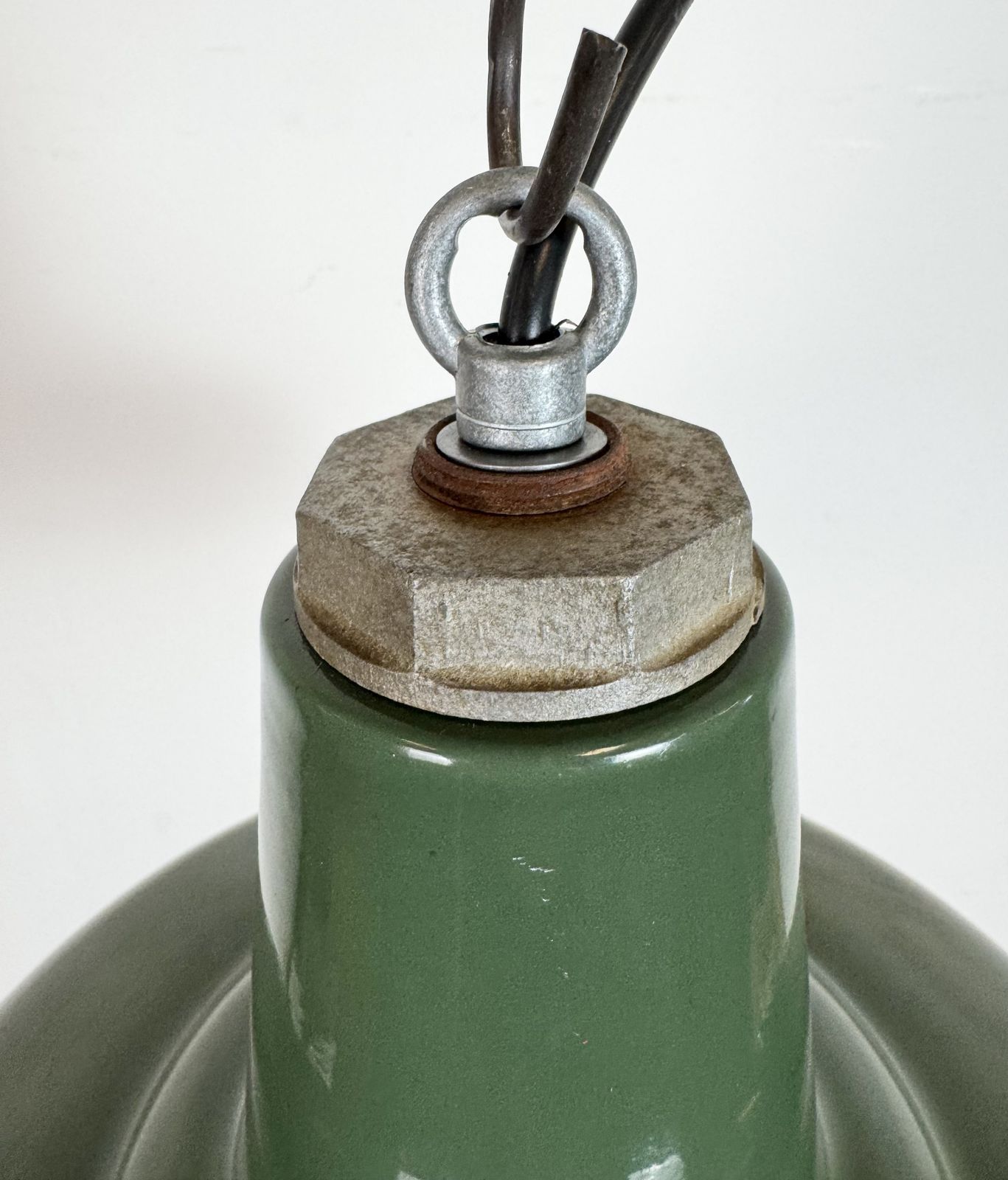 photo furniture Industrial Green Enamel Factory Pendant Lamp, 1960s