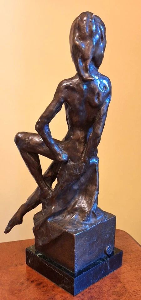 Enzo Plazzotta 1960s Bronze Sculpture Naked Dancer Girl On Marble   Provenance photo vinterior