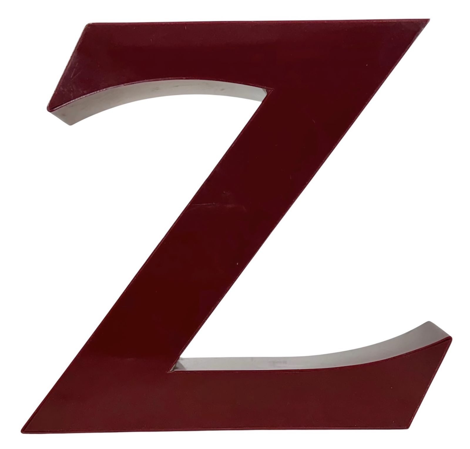 Vintage Dark Red Illuminated Letter Z , 1980s
