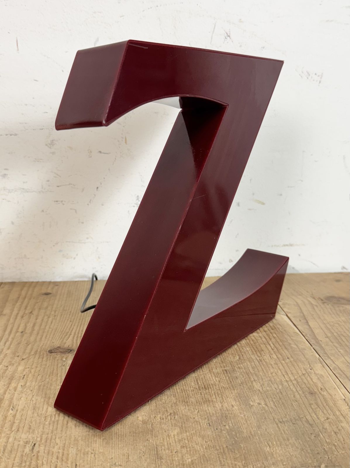 Vintage Dark Red Illuminated Letter Z , 1980s photo vinterior