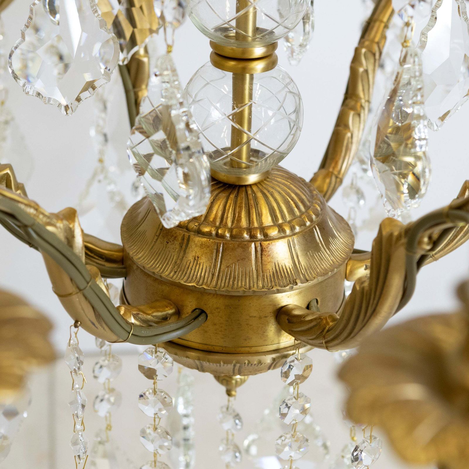 Large French Antique Gilt Birdcage And Crystal Chandelier | 12 Arm photo vintage