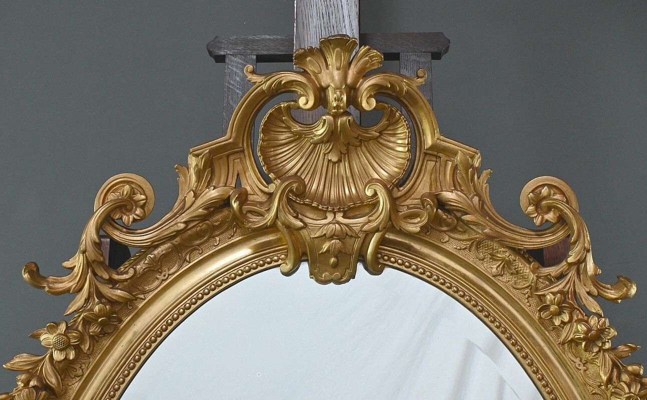 Large Gilded Wood Mirror, Louis XV Style – 2nd Part Of The 19th Century photo 1820.0