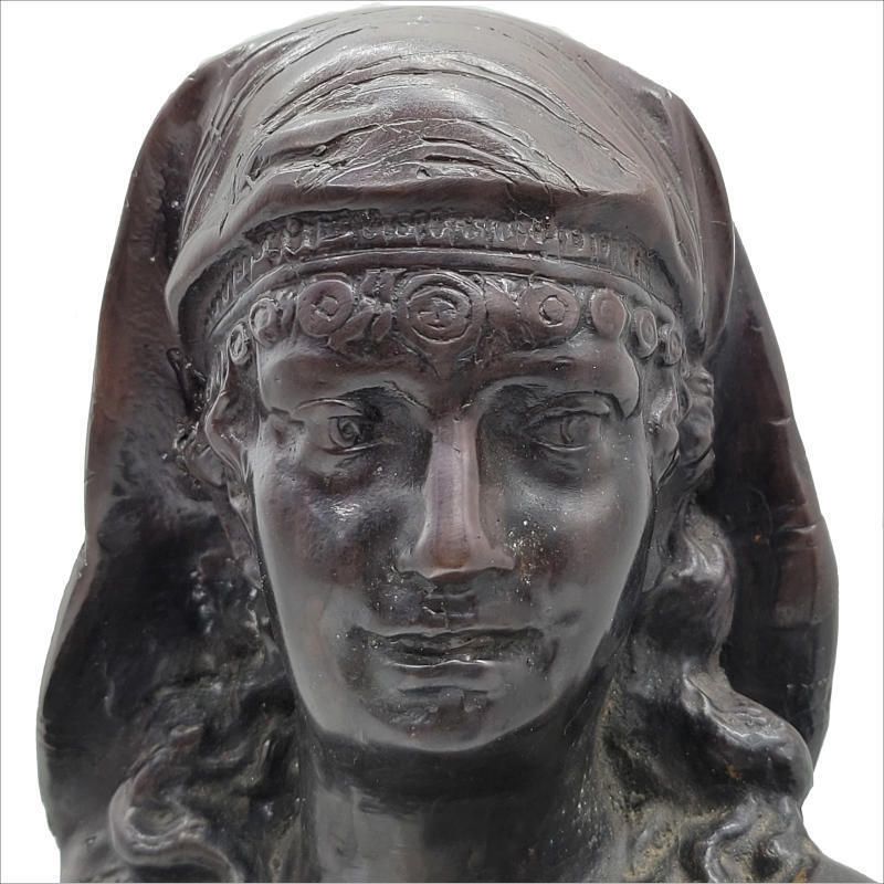 Antique Signed Pair Of Bronze Busts Arabesque In Style photo vinterior