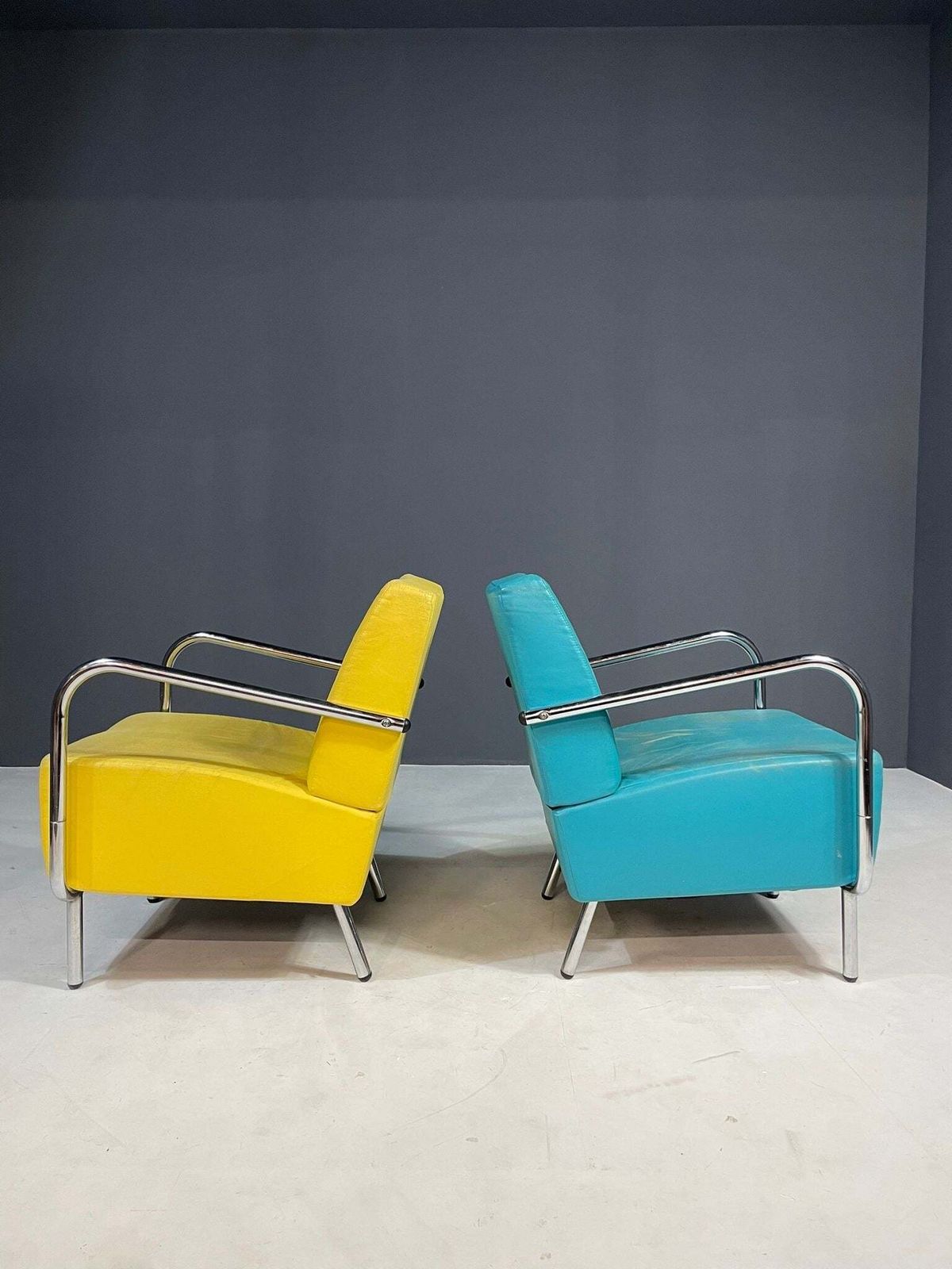 Pair Of Bauhaus Chrome Armchairs, Original Condition, Czechoslovakia 1930s