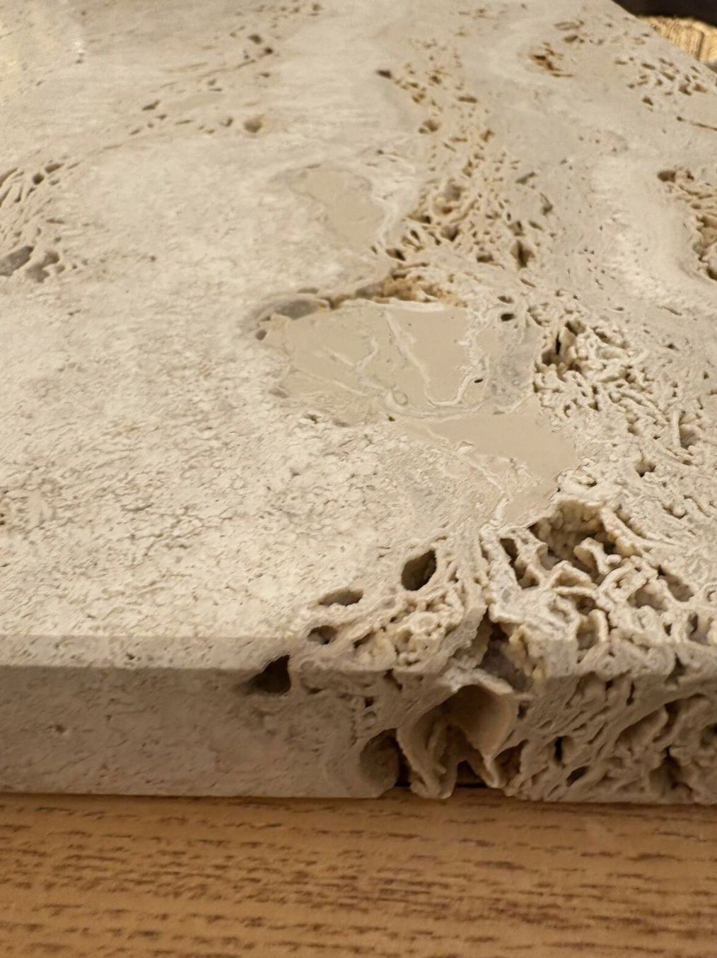 Contemporary Brutalist Sideboard, Wood And Travertine, Italy photo Furniture