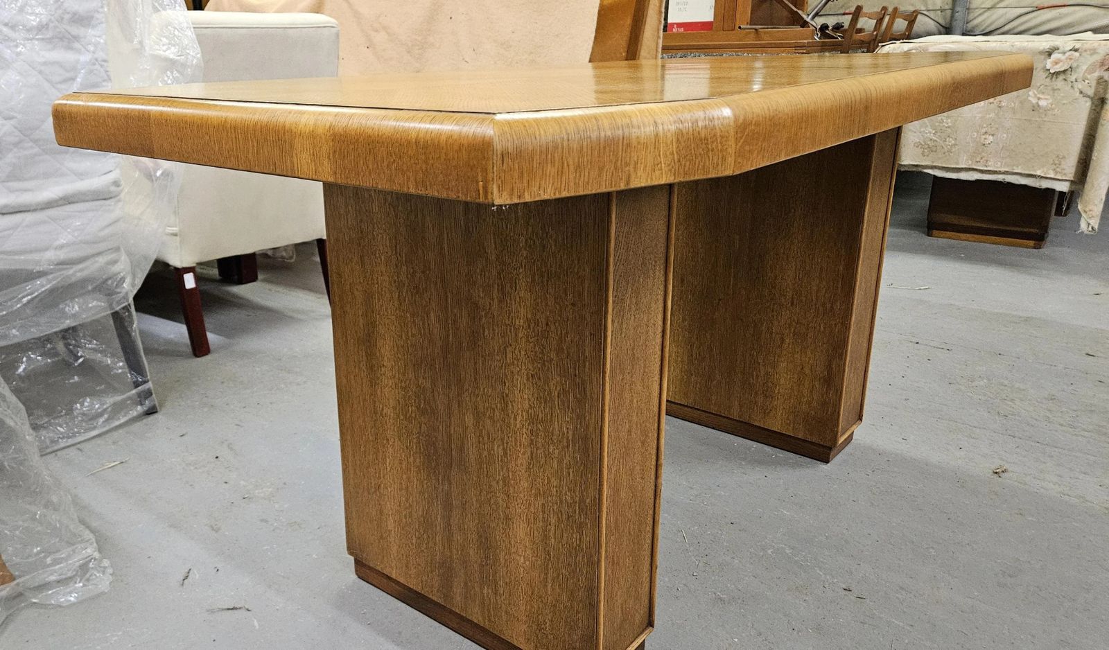 Art Deco Golden Oak Dining Table photo vintage