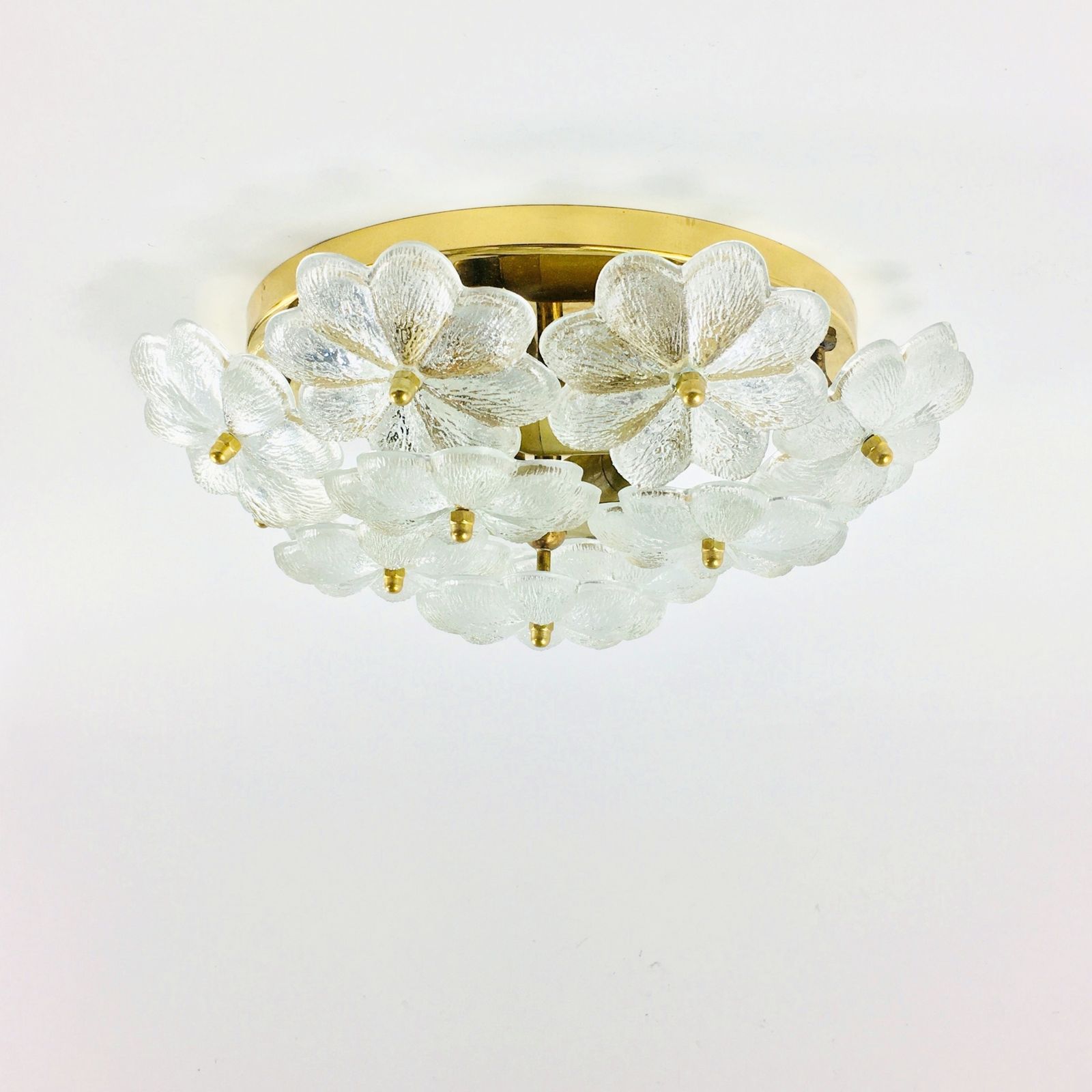 Mid Century Murano Glass Floral Ceiling Light By Ernst Palme For Palwa, Germany, 1960s photo Lighting