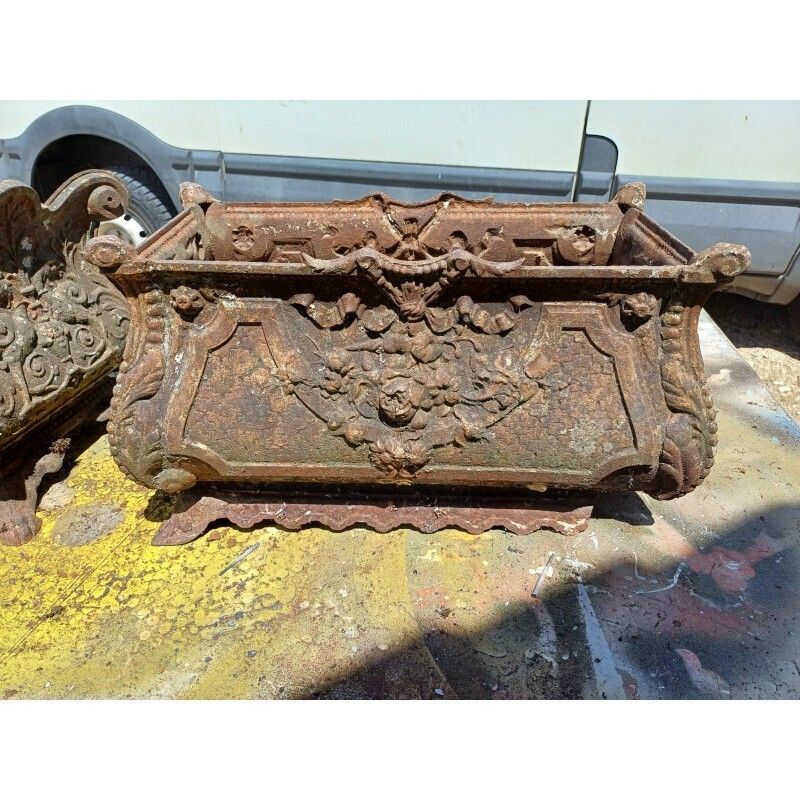 2 Cast Iron Planters 1900 From Charleville   Mézières Rocaille Style photo 194.0
