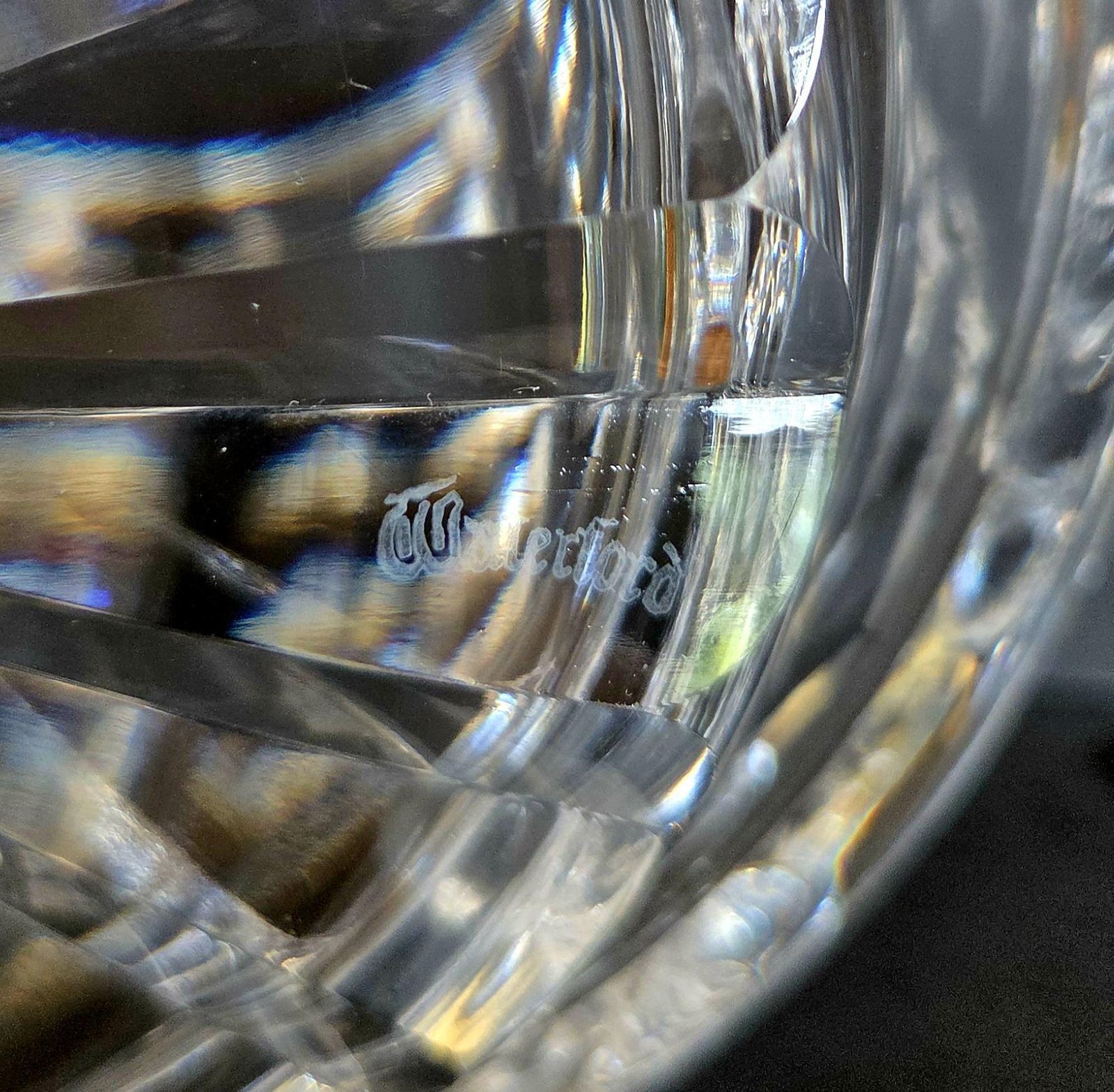 photo for sale A Vintage Waterford Crystal 7 Inch Art Deco Prismatic Cut Bowl, 1980s