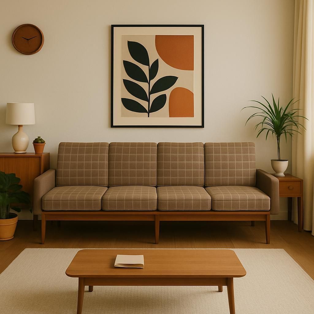 Rare Mid Century 1960s Vintage Danish 4 Seater Retro Sofa In The Style Of Hans J. Wegner With Original Wool And Sprung Cushions