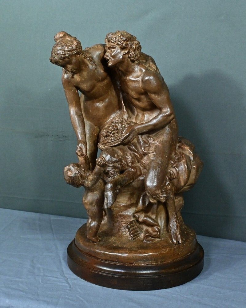 Terracotta Sculpture “The Faun Family” After Clodion – Late 19th Century photo 1210.0