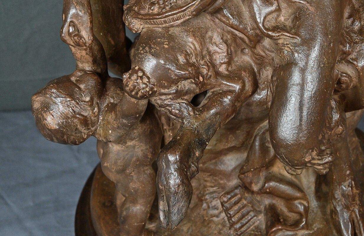 photo vinterior Terracotta Sculpture “The Faun Family” After Clodion – Late 19th Century