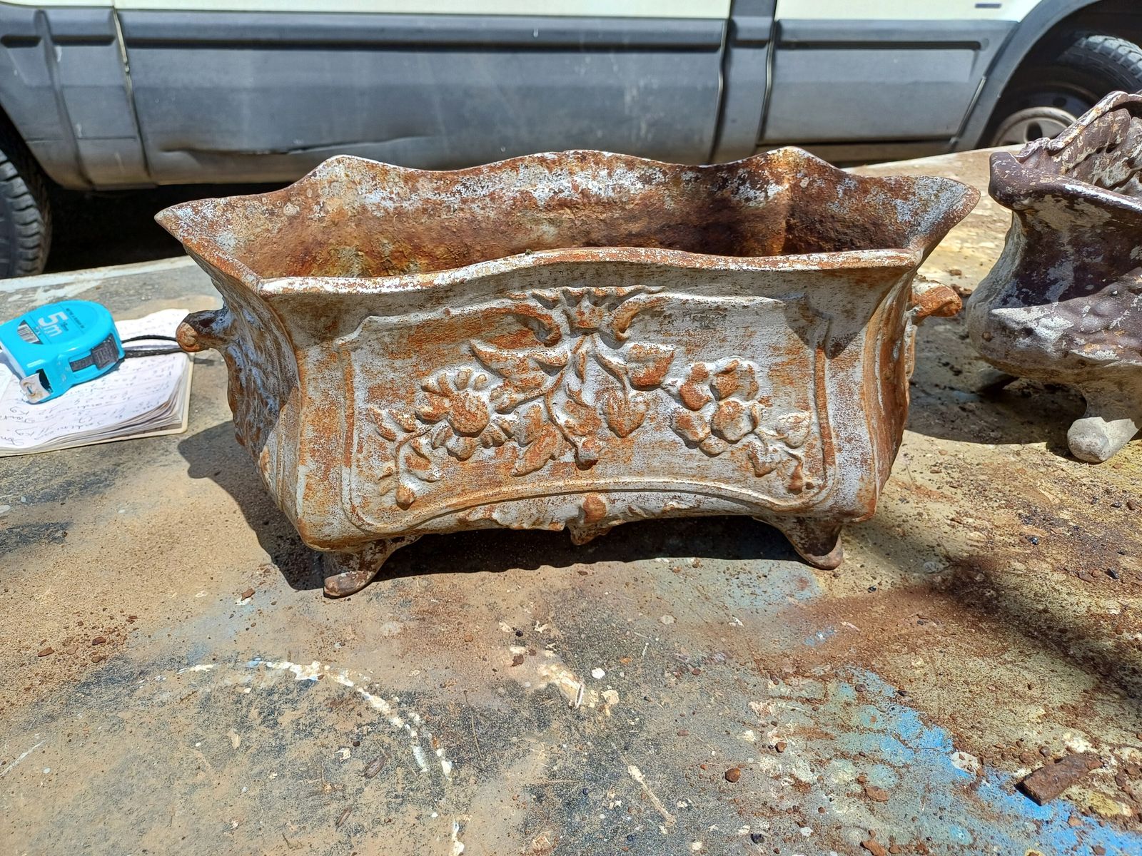 3 Cast Iron Planters 1900 From Charleville   Mézières Rocaille Style photo vintage