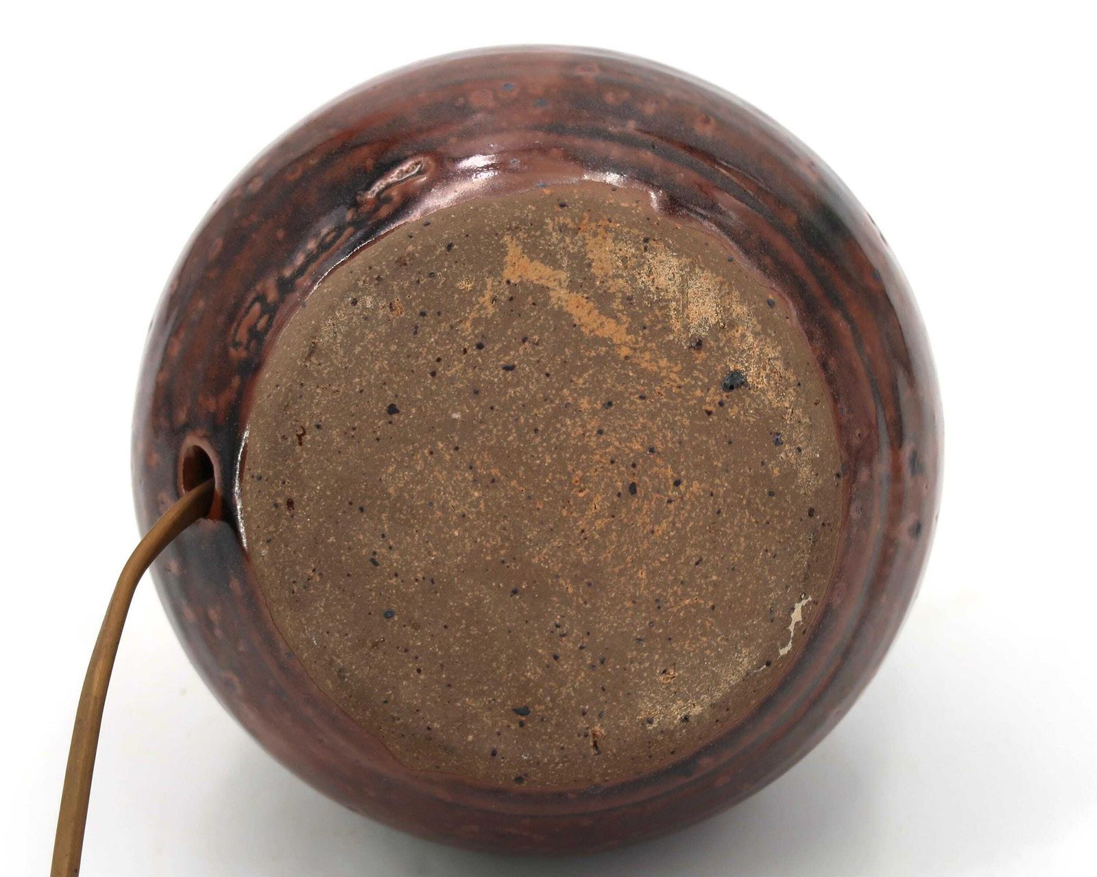 French Stoneware Ceramic Dark Brown Table Lamp By Guy Baudat, 1970s / Brown, Boho Chic, Folk, Country, Bohemian Decor photo vinterior