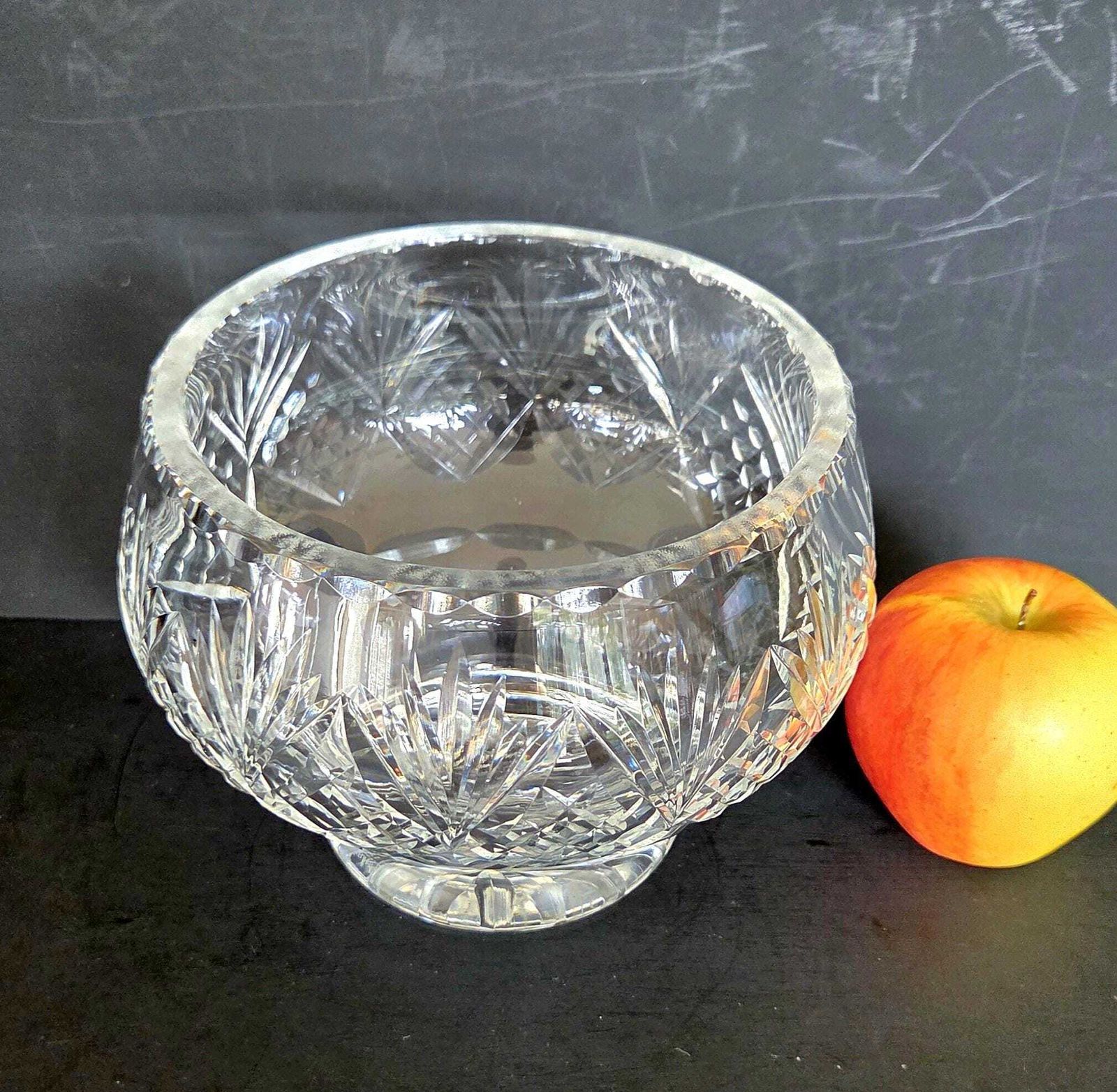Vintage Edinburgh Crystal 6 Inch Heavy Footed Bowl In Tweed Cut, C1950s, 1960s