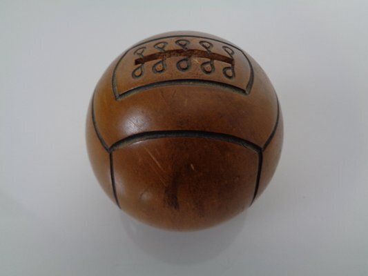 German Wooden Football Money Box With Key, 1930s