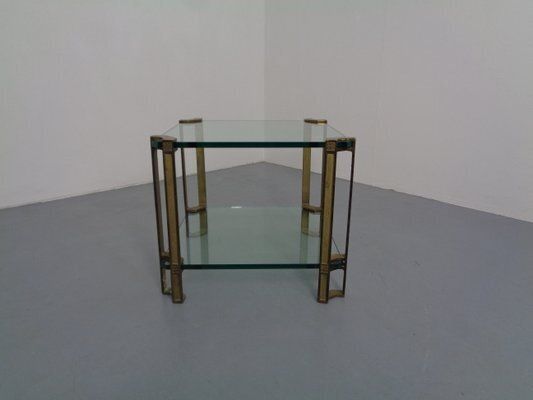 T24 Tempered Glass & Brass Coffee Table By Peter Ghyczy, Germany, 1970s