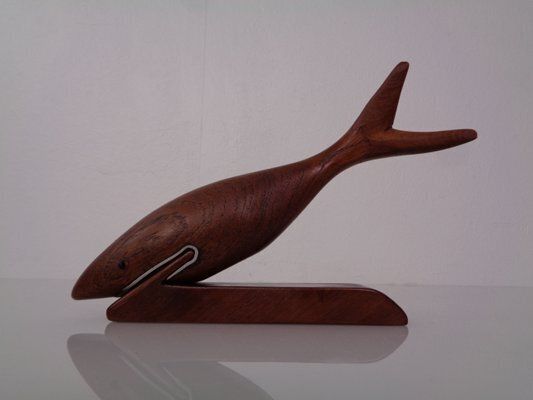 Danish Teak Shark With Stand, 1960s