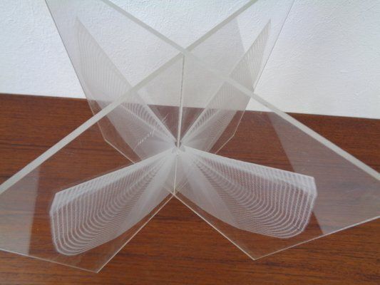 photo for sale German Wing Object Sculpture In Acrylic Glass By Heinz Mack, 1980