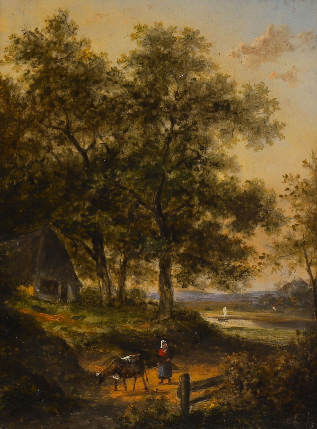 Antique Pair Dutch Forest Scene Oil Paintings By Jan Evert Morel  18th Century photo for sale