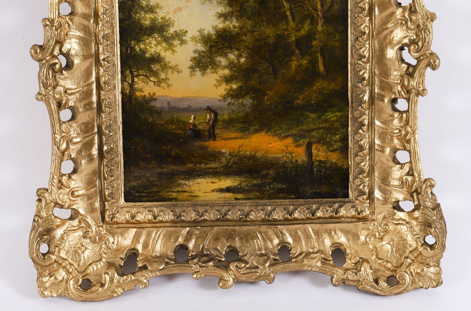 photo furniture Antique Pair Dutch Forest Scene Oil Paintings By Jan Evert Morel  18th Century