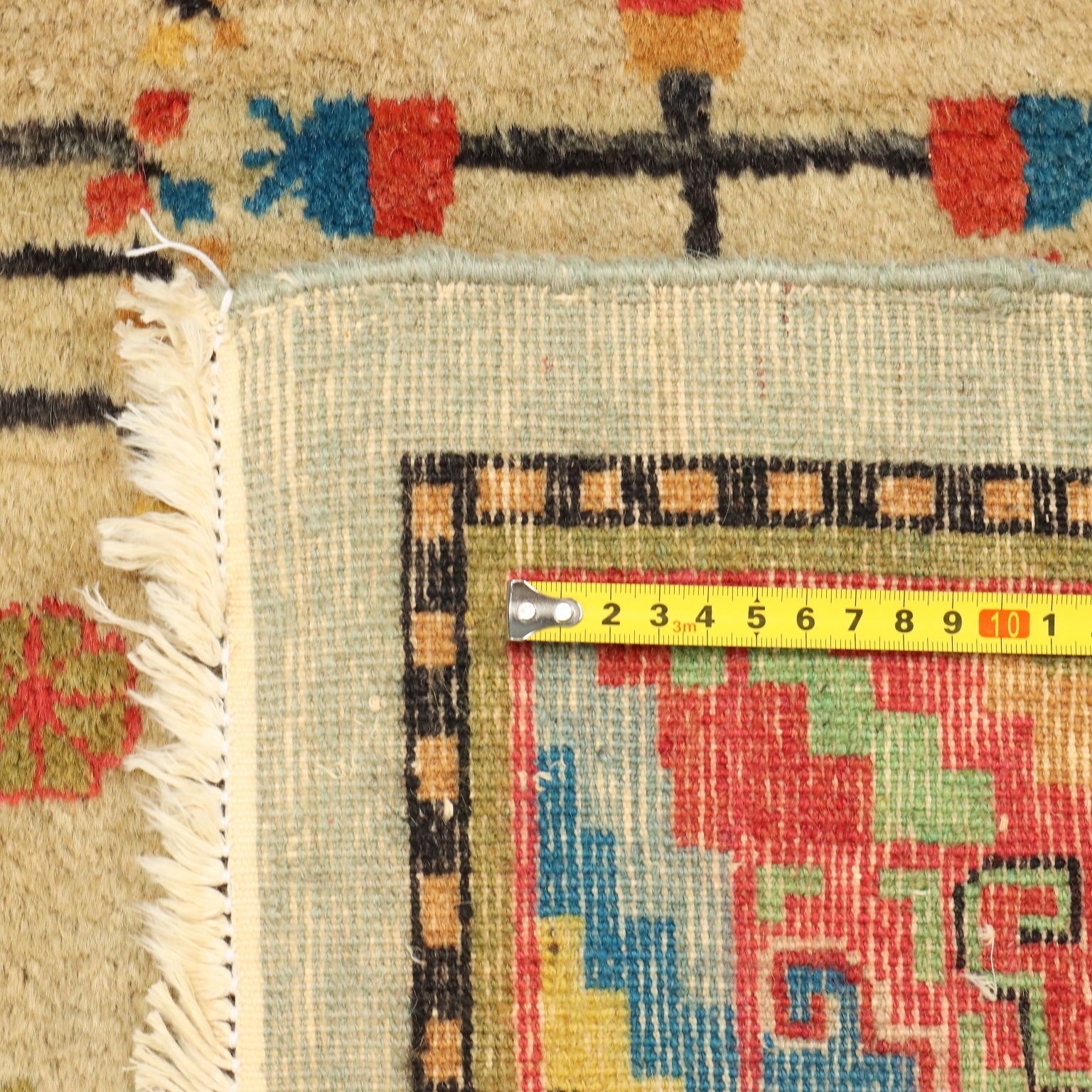 Antique Samarkanda Carpet Cotton Wool Thin Knot Uzbekistan photo vintage