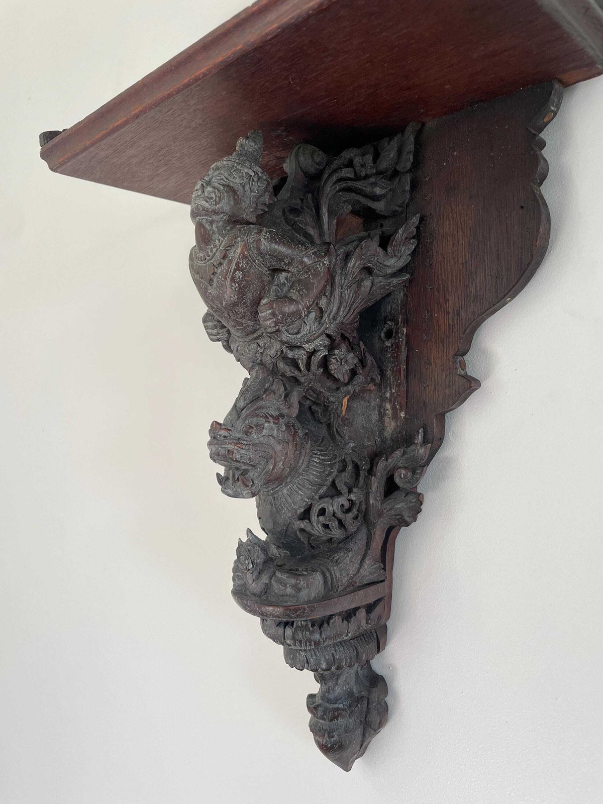 A Beautifully Carved East Asian Wall Shelf photo furniture