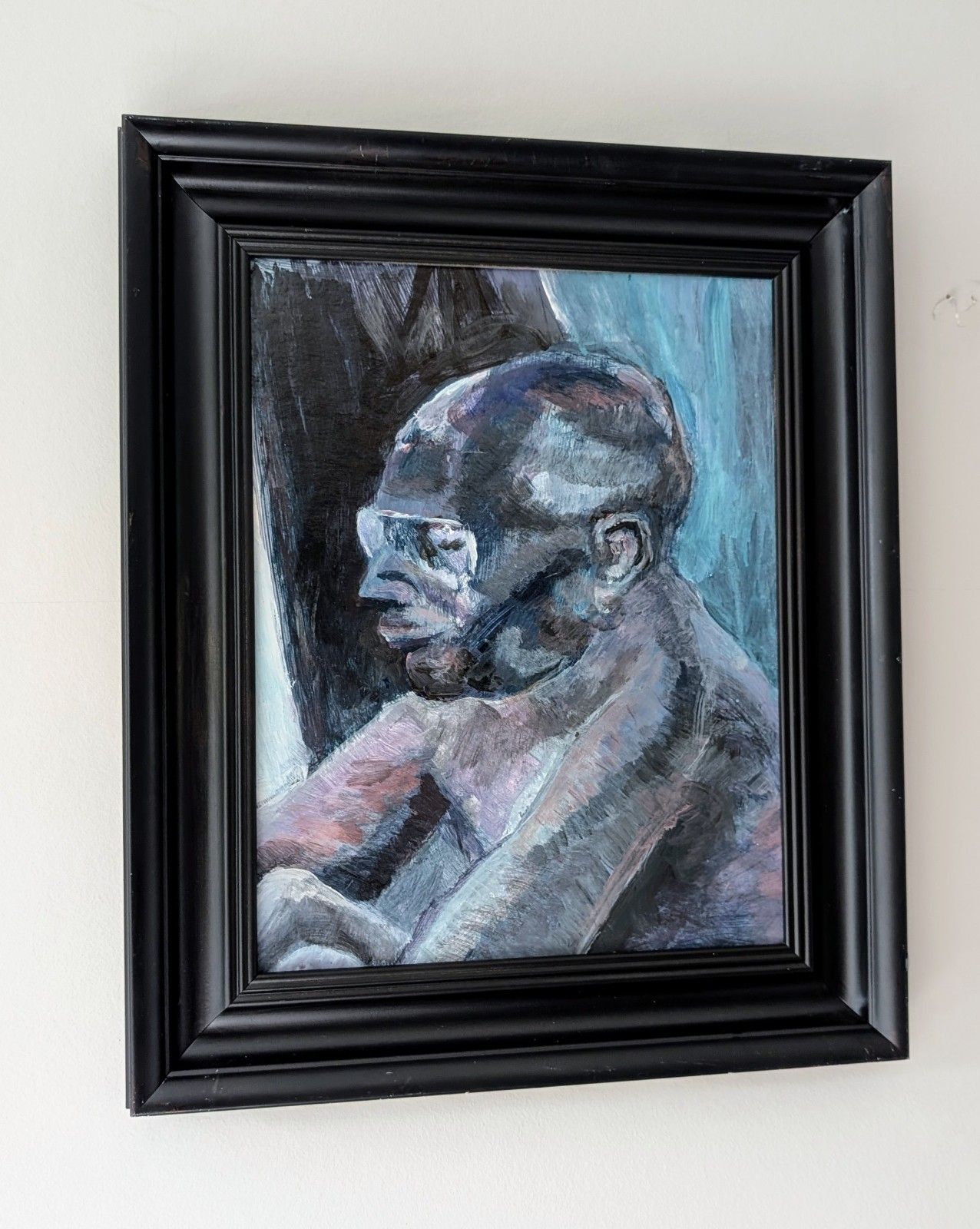 Vintage Mid Century Framed Portrait Oil Painting Post War Modern Art 50s 60s 70s photo Art