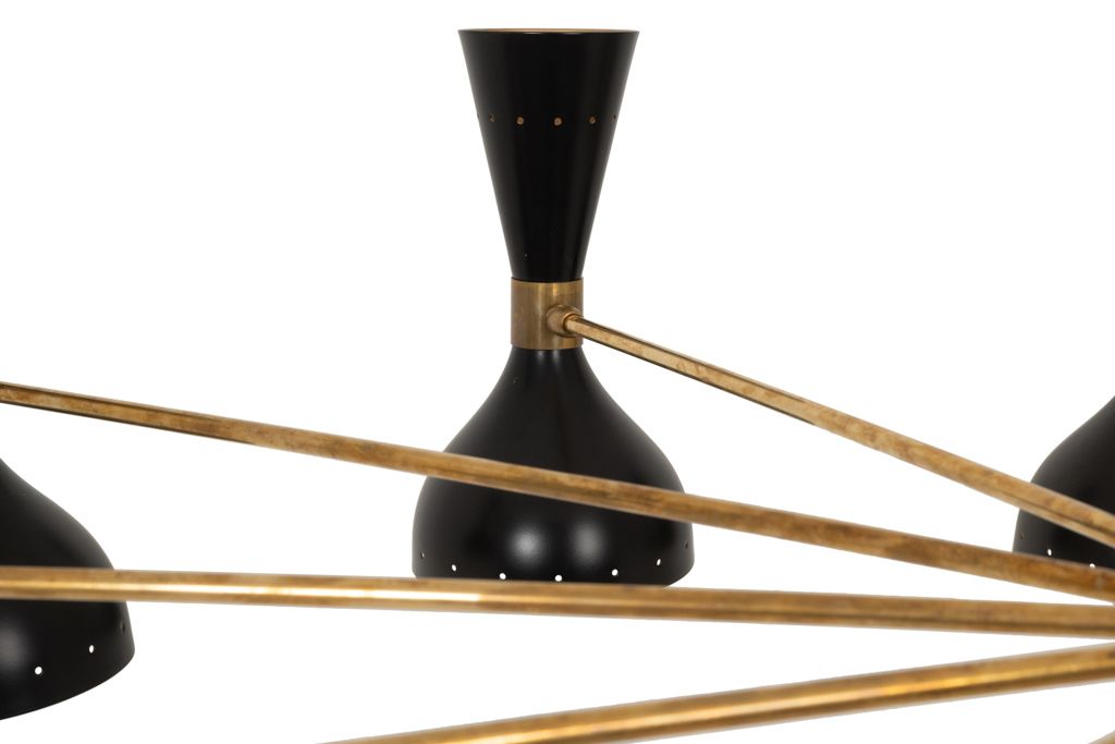 Diabolo Chandelier In Patinated Brass And Black Lacquer. Contemporary. photo 5900.0