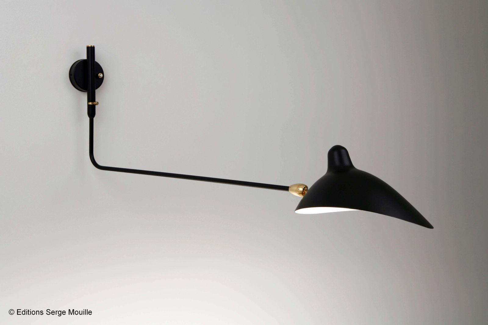 Sconce Serge Mouille Applique Model "One Rotating Straight Arm" Black Or White photo furniture