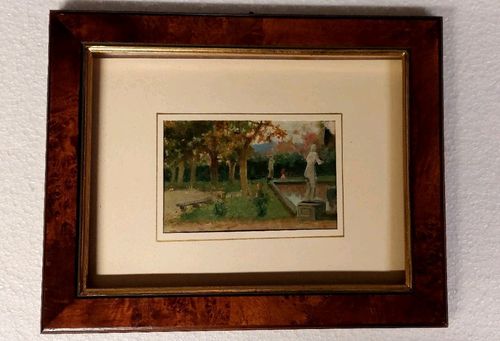 Garden Of Villa Toscana Oil On Panel First 900 Painted Antique