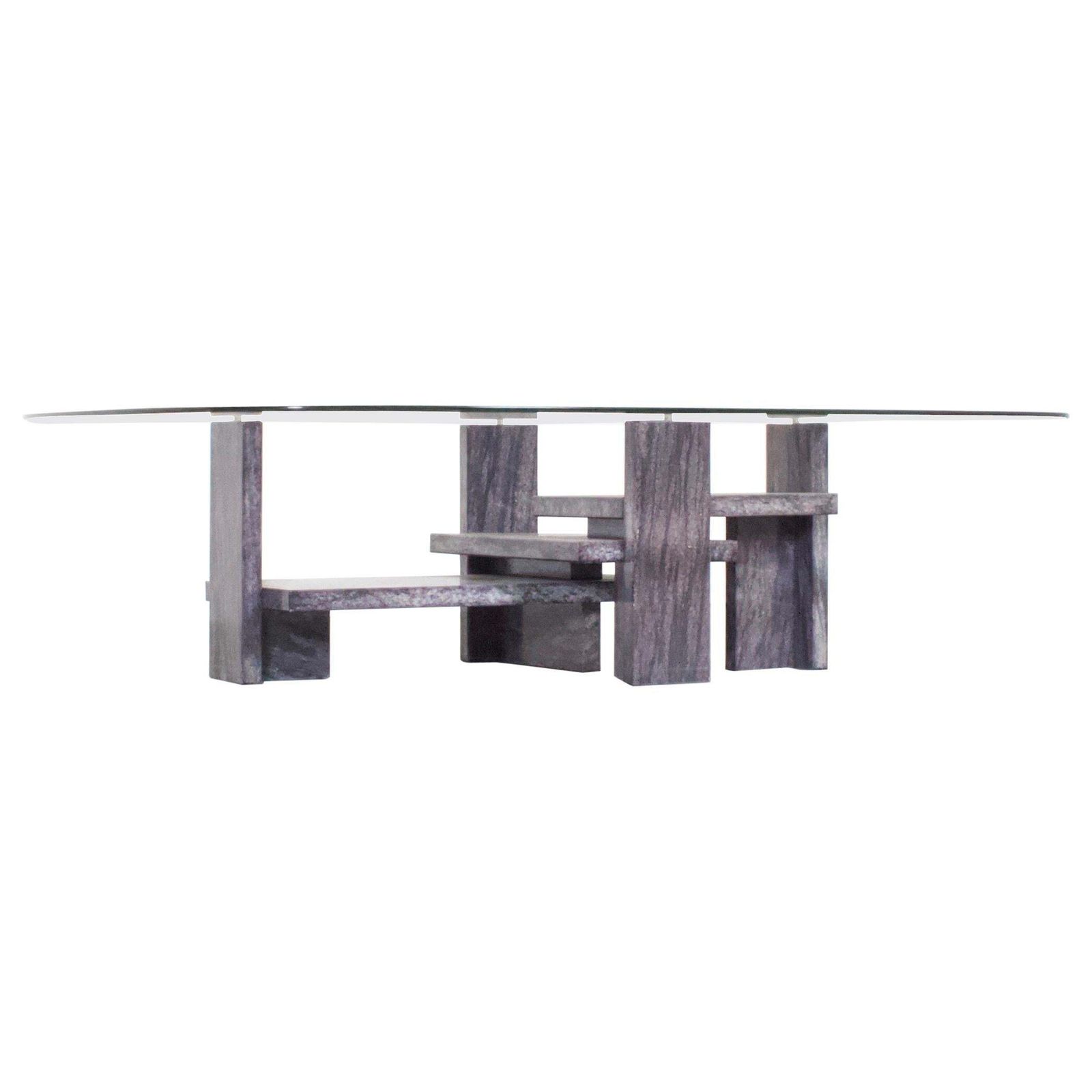 Willy Ballez Marble And Glass Coffee Table, 1970s Belgium