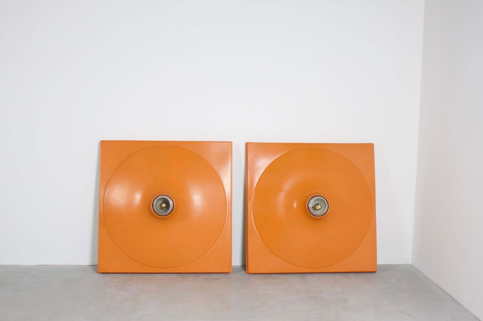 Set Of Extra Large Space Age Wall Lights Or Flush Mounts, 1970s photo vinterior