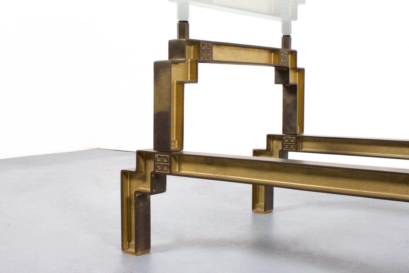 Sculptural Bronze And Glass Coffee Table By Peter Ghyczy photo vinterior