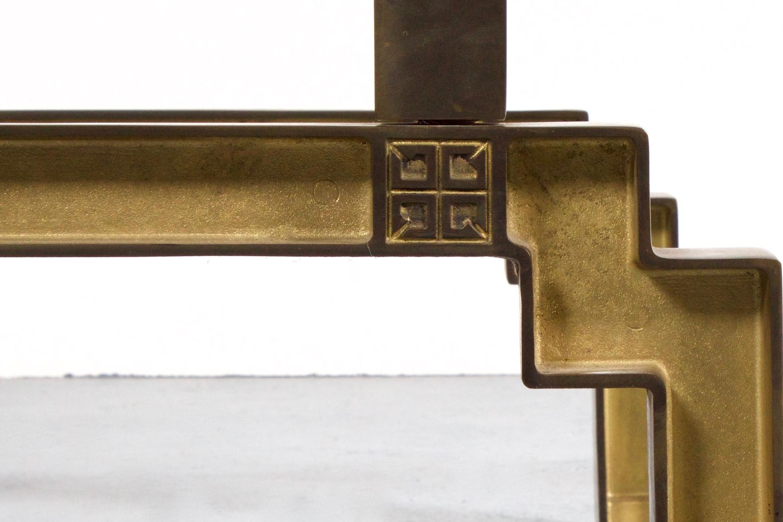 Sculptural Bronze And Glass Coffee Table By Peter Ghyczy photo vintage
