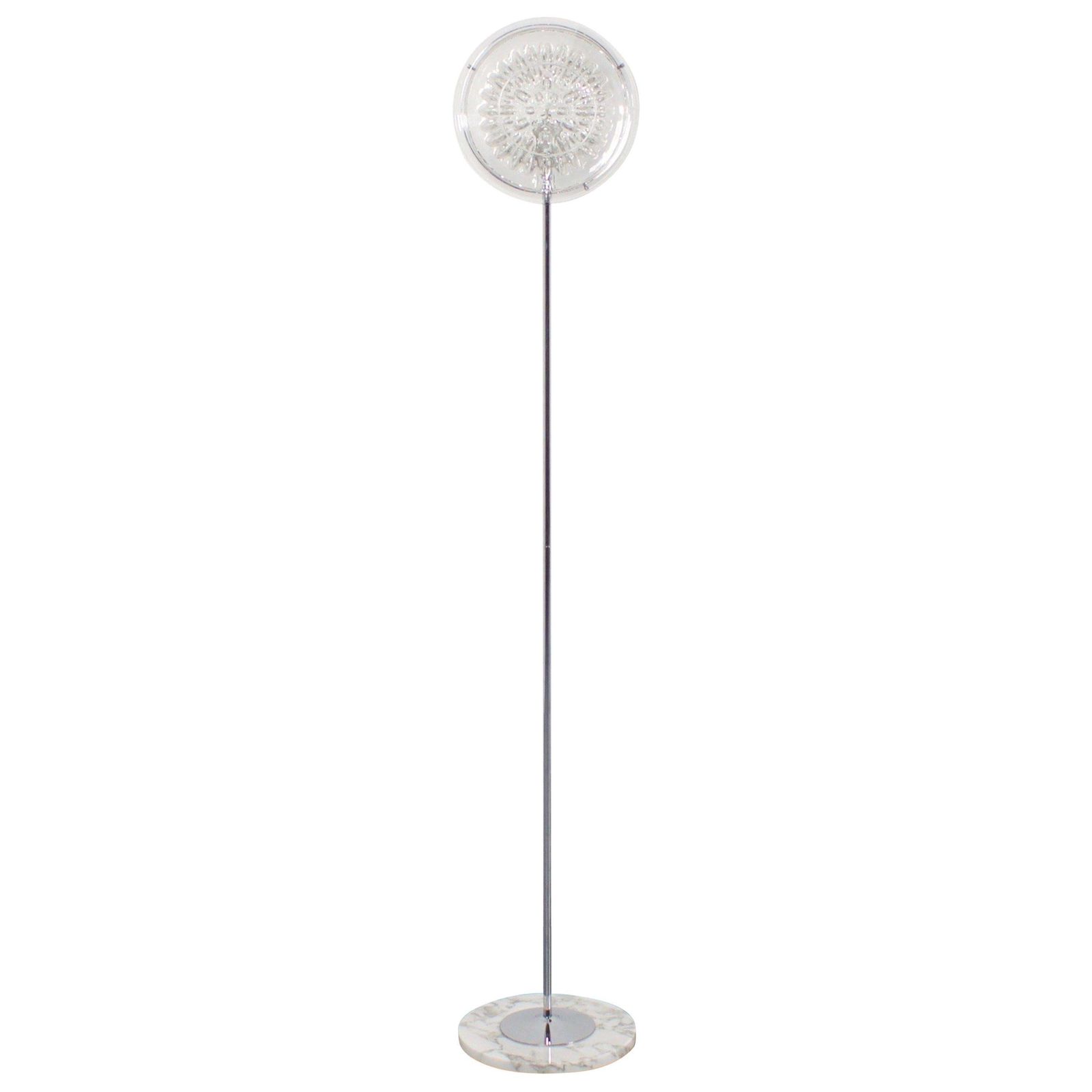 Vintage Italian ‘Eye’ Floor Lamp, Chrome, Murano Glass And Marble, 1970s
