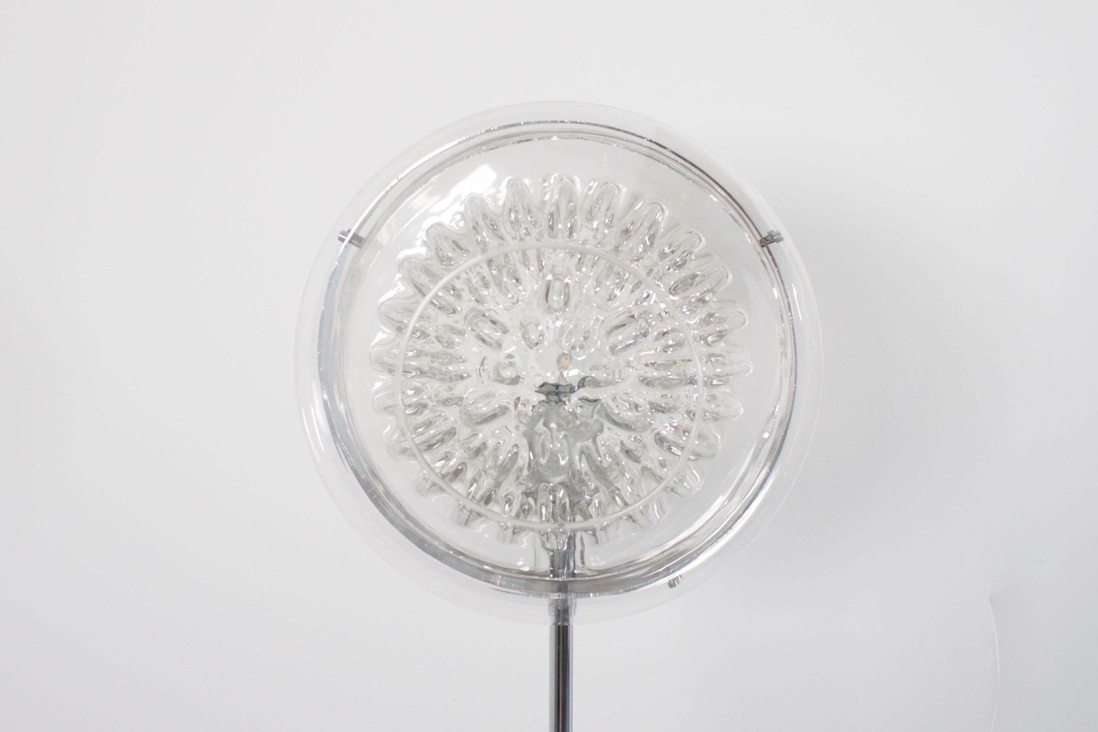 Vintage Italian ‘Eye’ Floor Lamp, Chrome, Murano Glass And Marble, 1970s photo vinterior