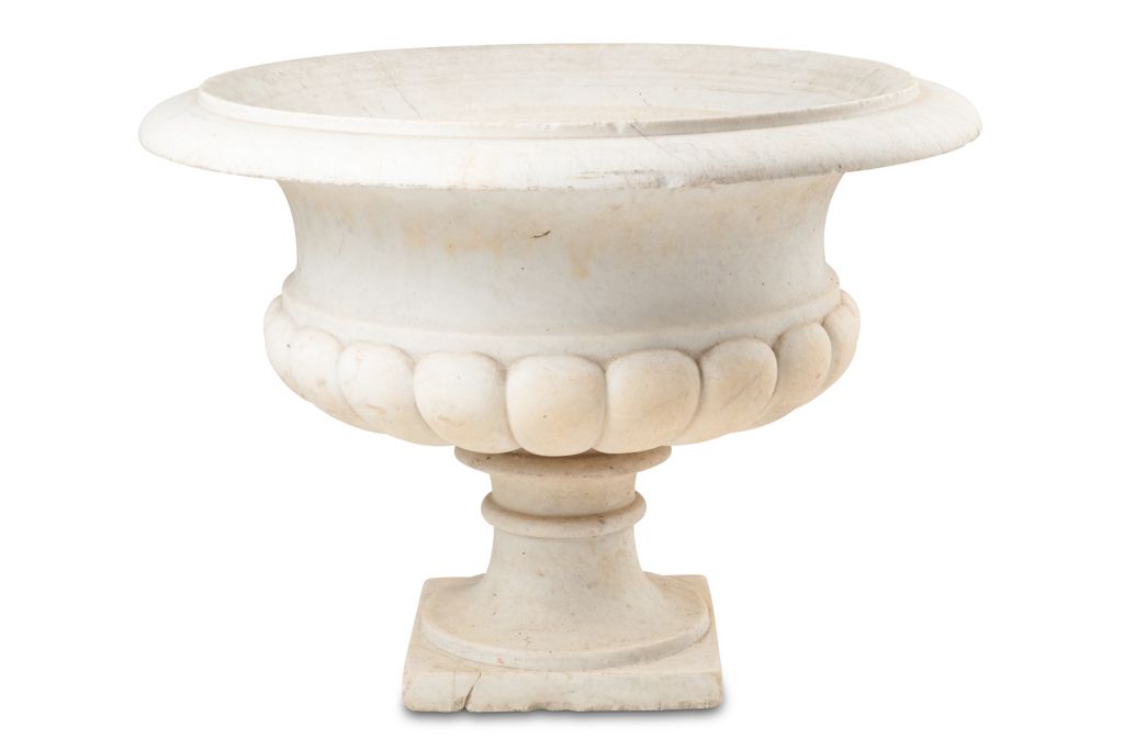Medicis Marble Vase With Gaudronnée Body And Flared Neck. Circa 1880