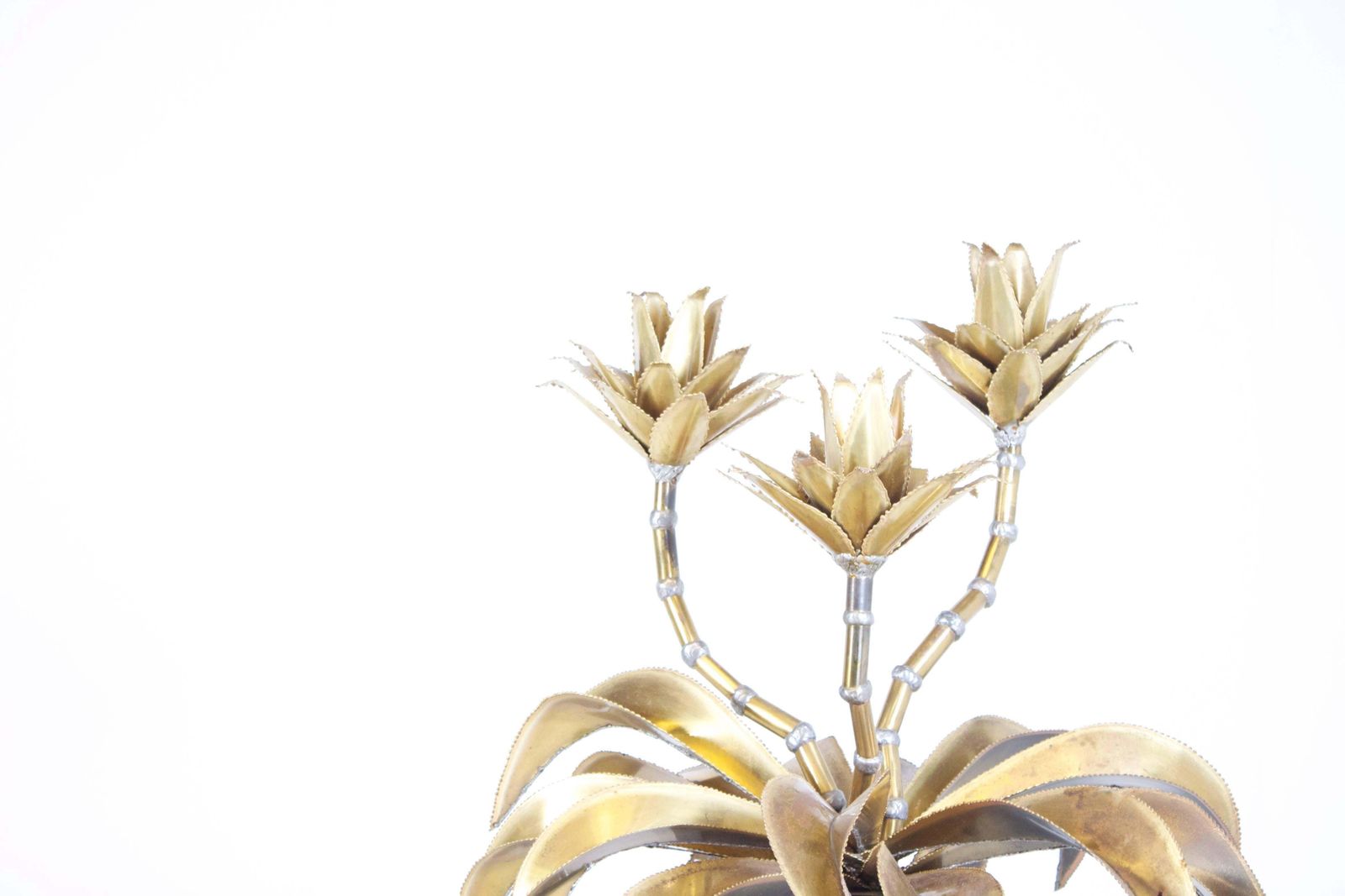 Mid Century Hollywood Regecy Brass Maison Jansen Light Table Lamp Flower Leaves photo furniture
