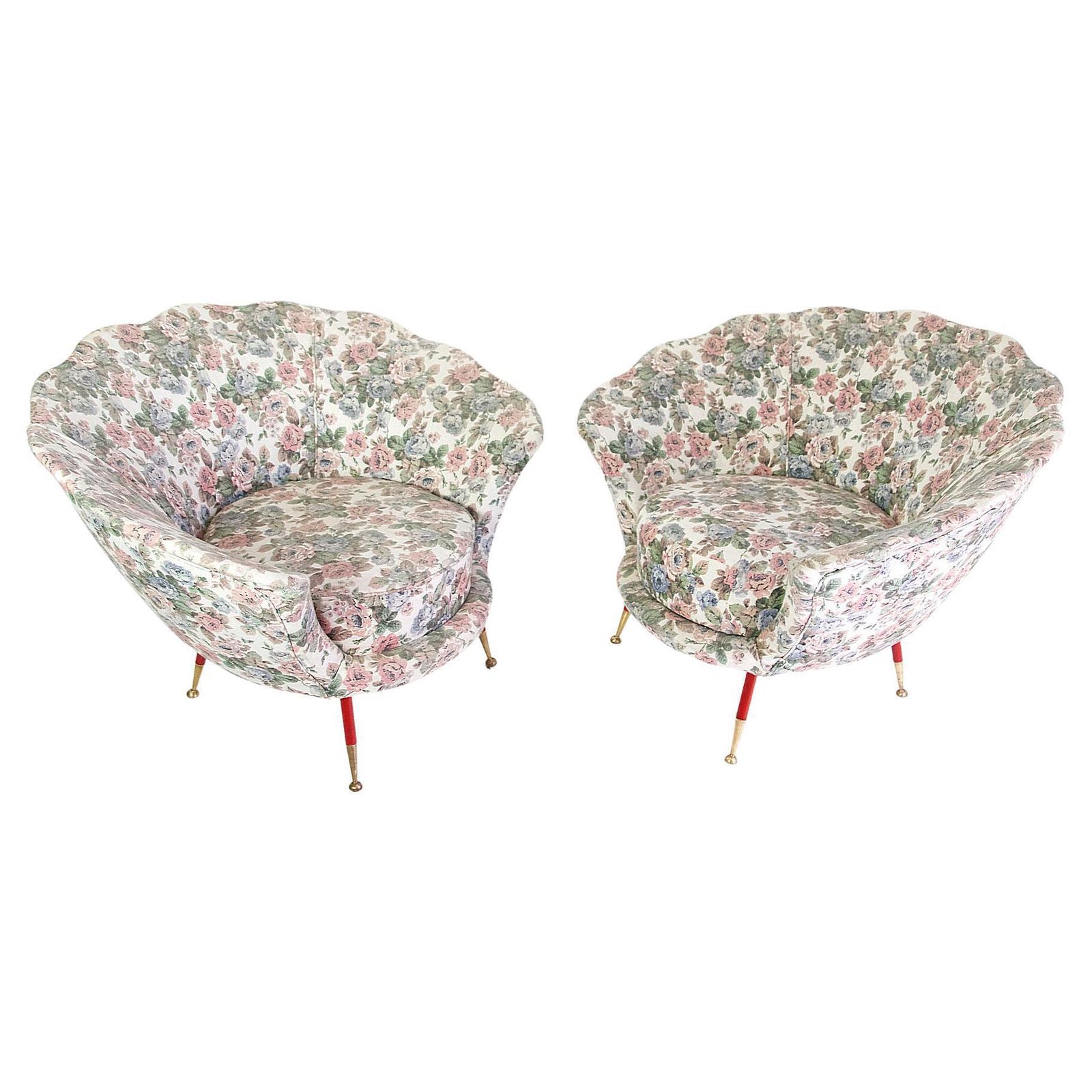 Pair Of Midcentury Italian Clam Shell Armchairs