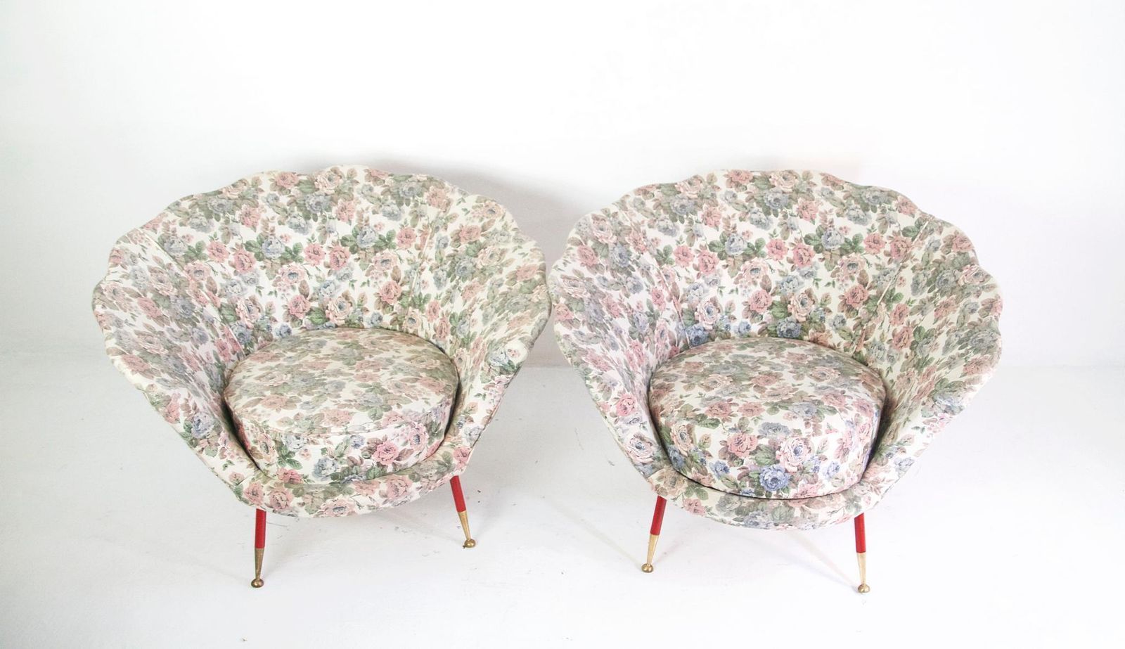 Pair Of Midcentury Italian Clam Shell Armchairs photo for sale