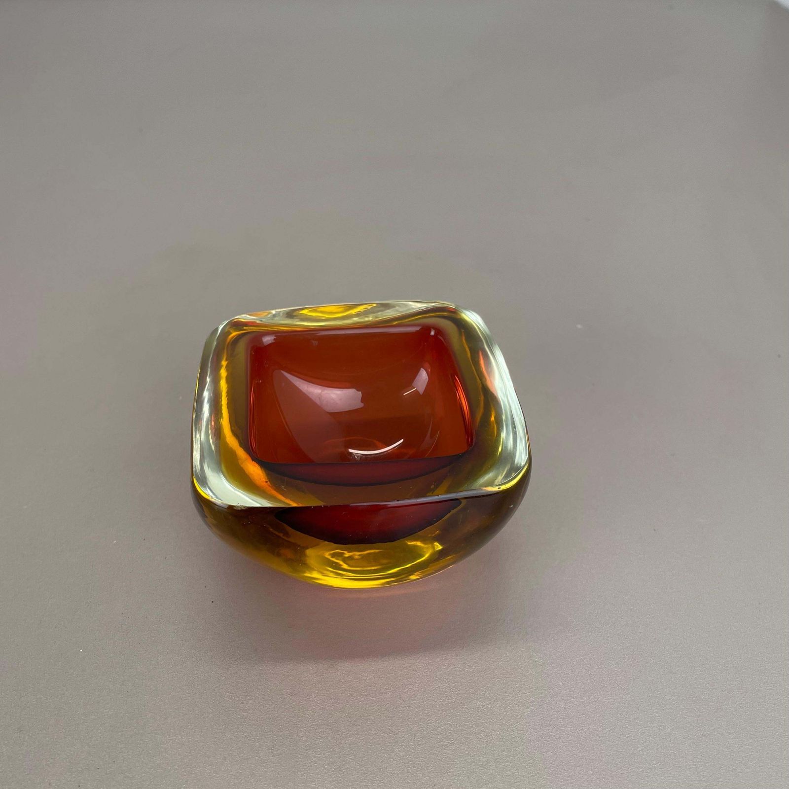 Rare Murano Glass "Red Yellow"  Bowl Element Shell Ashtray Murano, Italy, 1970s photo Home Decor