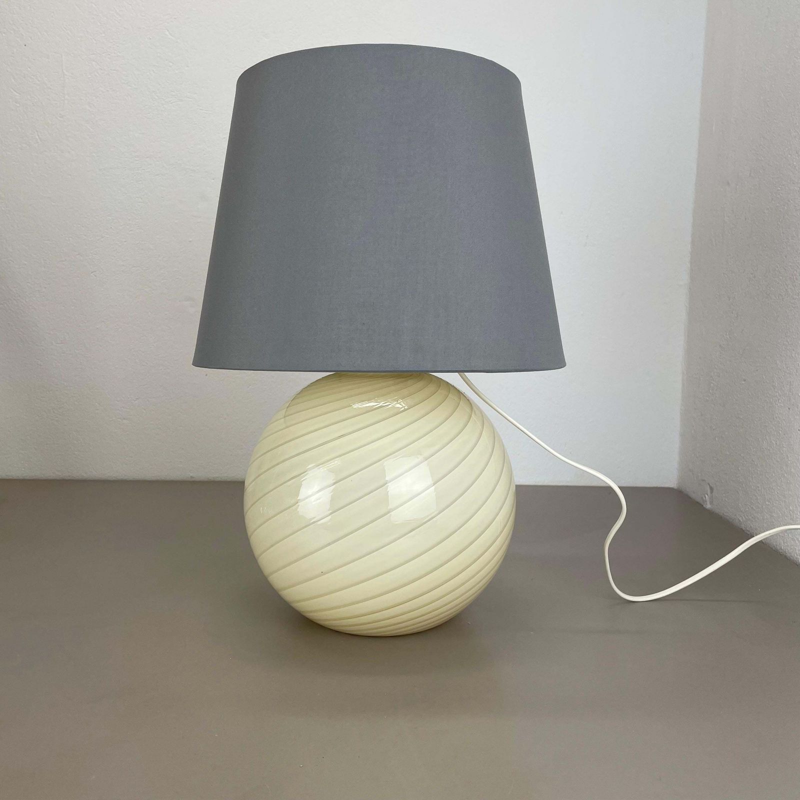 Set Of 2 Ball "Swirl" Murano Glass Table Light By Vetri Murano, Italy, 1970s photo for sale